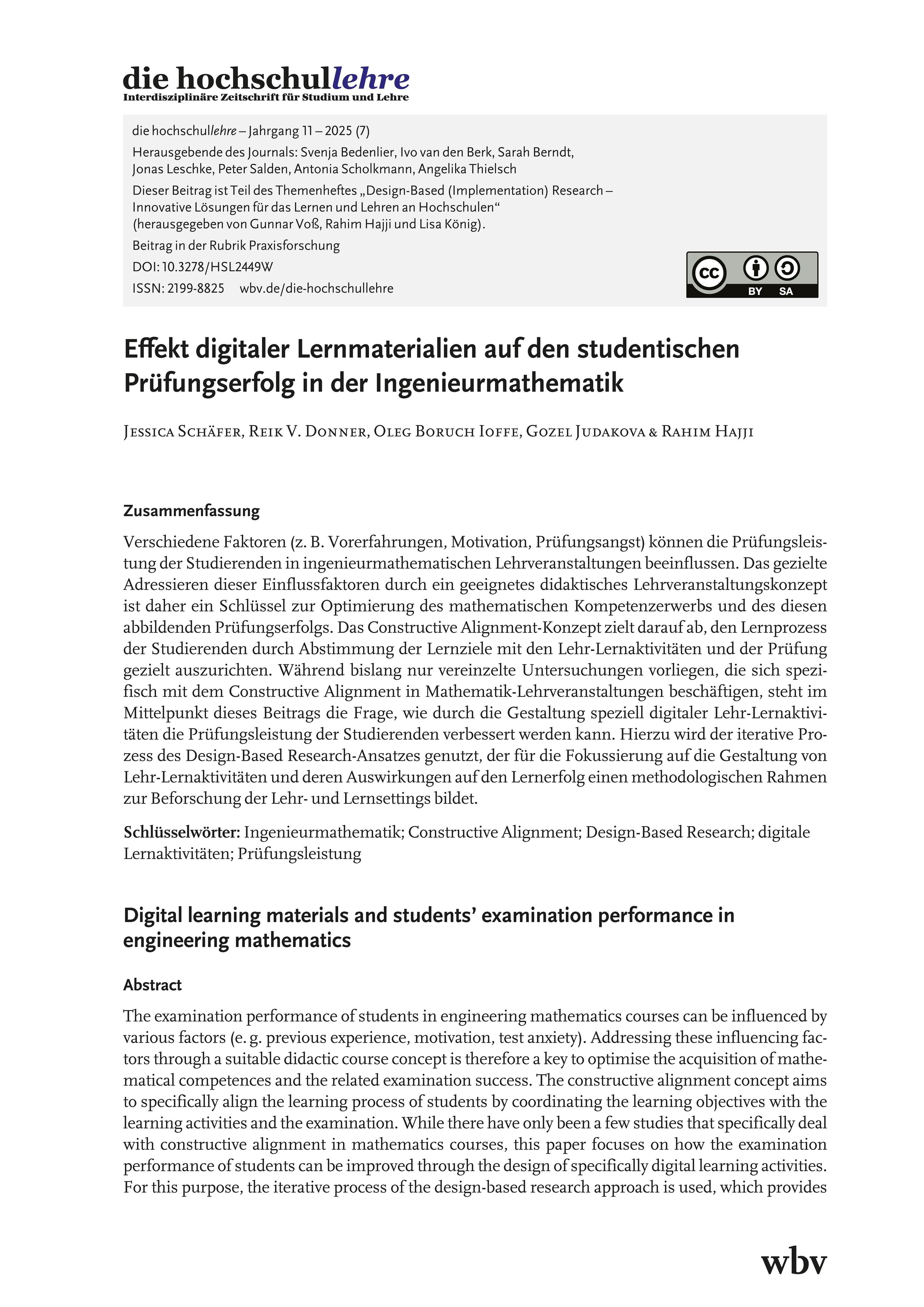 Effekt digitaler Lernmaterialien auf den studentischen Prüfungserfolg in der Ingenieurmathematik