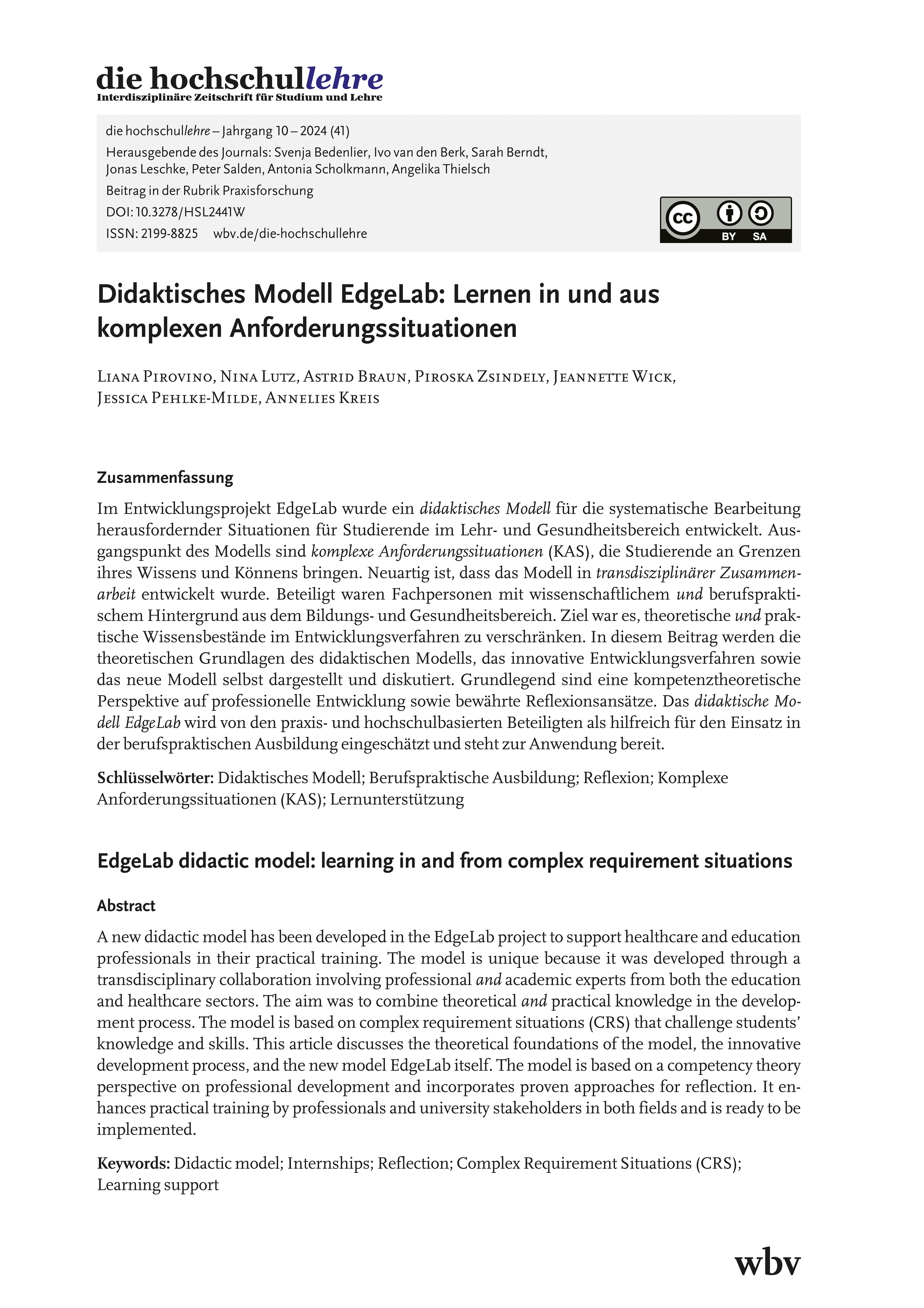 Didaktisches Modell EdgeLab: Lernen in und aus komplexen Anforderungssituationen