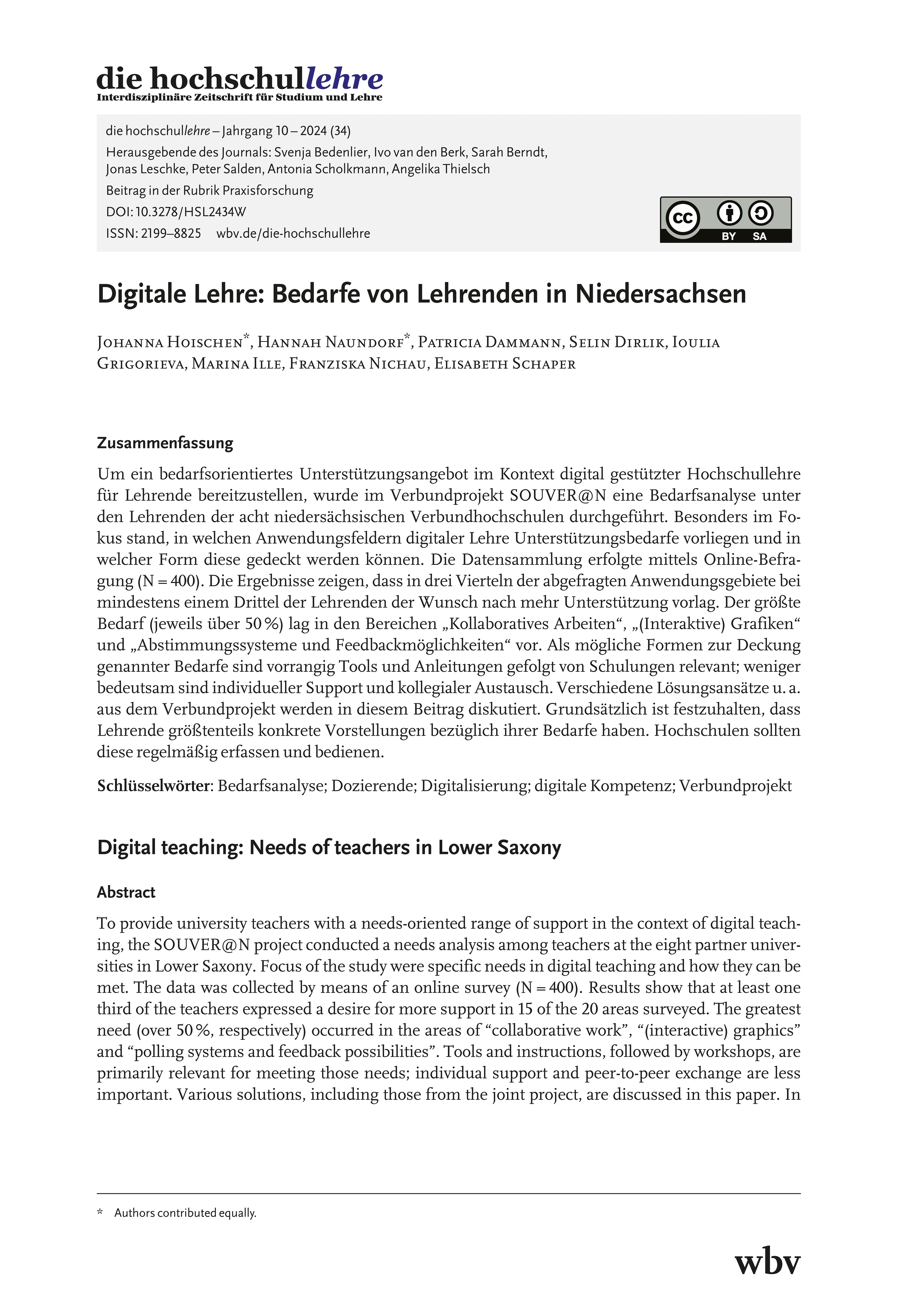 Digitale Lehre: Bedarfe von Lehrenden in Niedersachsen