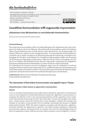 Gewaltfreie Kommunikation trifft angewandte Improvisation. Evaluationen eines Blockseminars zu wertschätzender Kommunikation