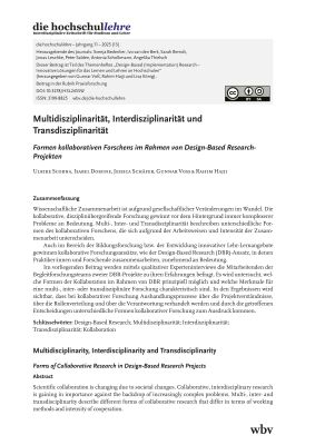 Multidisziplinarität, Interdisziplinarität und Transdisziplinarität. Formen kollaborativen Forschens im Rahmen von Design-Based Research- Projekten