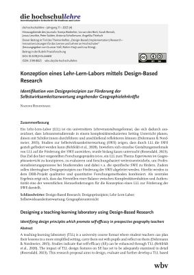 Konzeption eines Lehr-Lern-Labors mittels Design-Based Research. Identifikation von Designprinzipien zur Förderung der Selbstwirksamkeitserwartung angehender Geographielehrkräfte