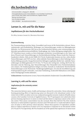 Lernen in, mit und für die Natur - Implikationen für den Hochschulkontext