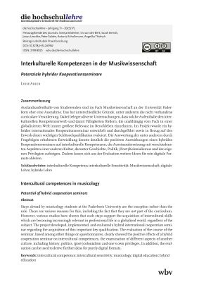 Interkulturelle Kompetenzen in der Musikwissenschaft. Potenziale hybrider Kooperationsseminare